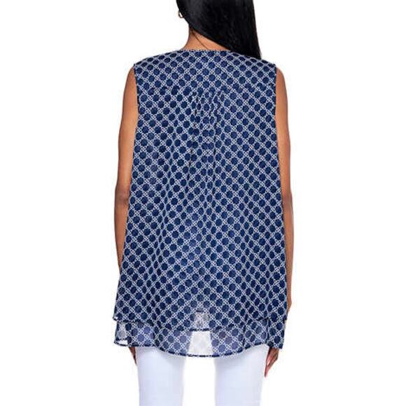 New! Cristina B Lightweight Blouse Soft Double Layer Hi-low Hem Tunic Top - Picture 5 of 6